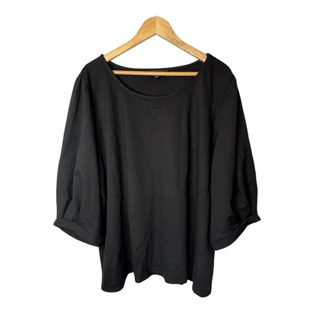 Eloquii Women's Black 3/4‎ Sleeve Round Neck Plus Size Top Blouse Size 26